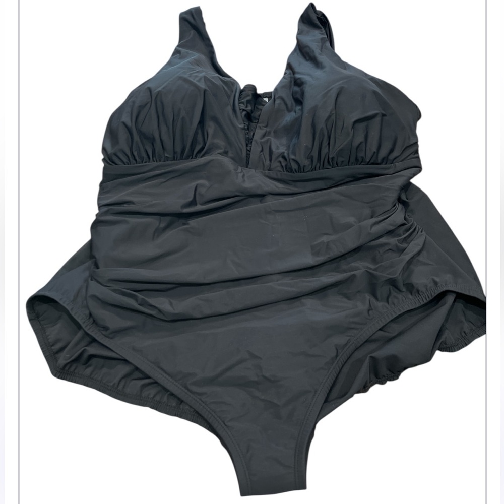 Lands' End Plus Size Slender Suit Grecian Low Leg One Piece Swimsuit sz 24W DDD - Picture 10 of 15